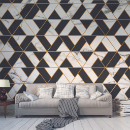 Origin Murals Marbled Textured Geometric White Wall Mural