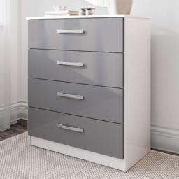 Lynx 4 Drawer White and Grey Chest of Drawers - thumbnail 1