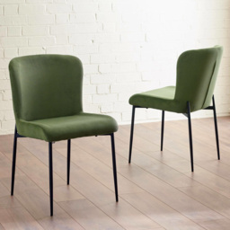 Julian Bowen Leonie Set of 2 Green Velvet Dining Chairs