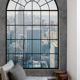Grandeco Grey New York Window 3 Panel Wall Mural