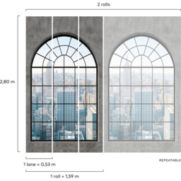 Grandeco Grey New York Window 3 Panel Wall Mural - thumbnail 4