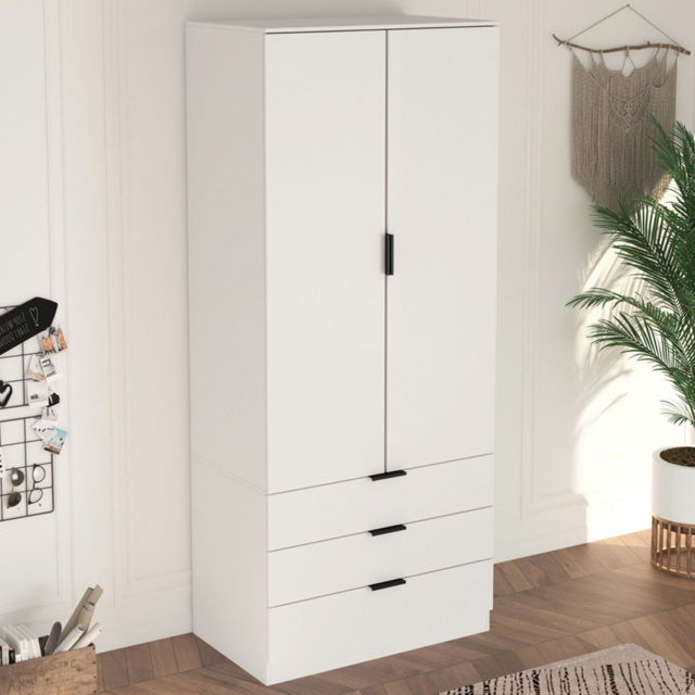 Home Source Phoenix 2 Door 3 Drawer White Wardrobe - image 1