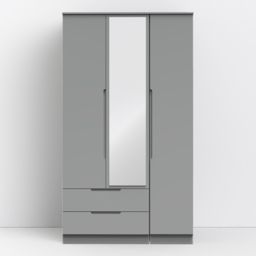 Crowndale Milan 3 Door 2 Drawer Dusk Grey Tall Mirrored Wardrobe - thumbnail 1