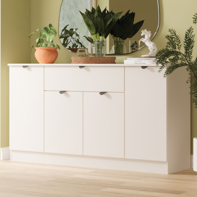 Crowndale Bora 4 Door Single Drawer Matt Kashmir Wide Sideboard Ready Assembled - image 1
