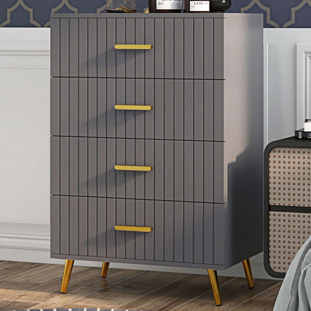Portland 4 Drawer Grey and Gold Chest of Drawers - image 1