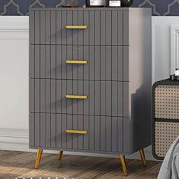 Portland 4 Drawer Grey and Gold Chest of Drawers