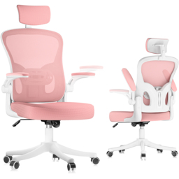 Rattrix Mesh Pink Height Adjustable Ergonomic Office Chair with Flip-Up Arms and Lumbar Support - thumbnail 2