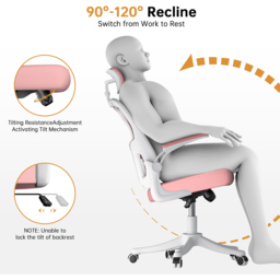 Rattrix Mesh Pink Height Adjustable Ergonomic Office Chair with Flip-Up Arms and Lumbar Support - thumbnail 4