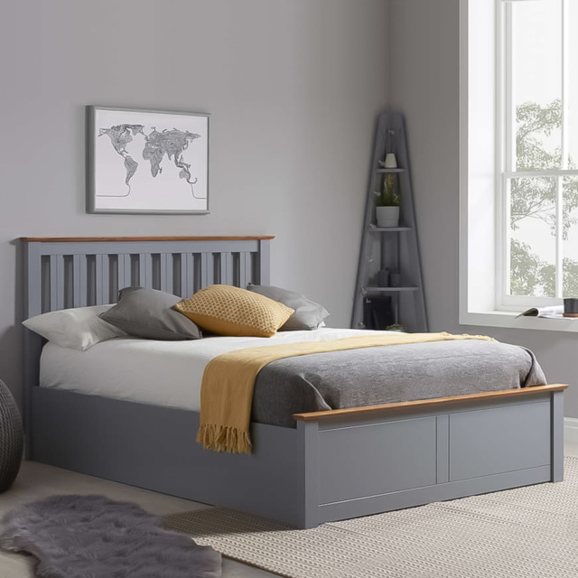 Phoenix Double Stone Grey Ottoman Bed - image 1