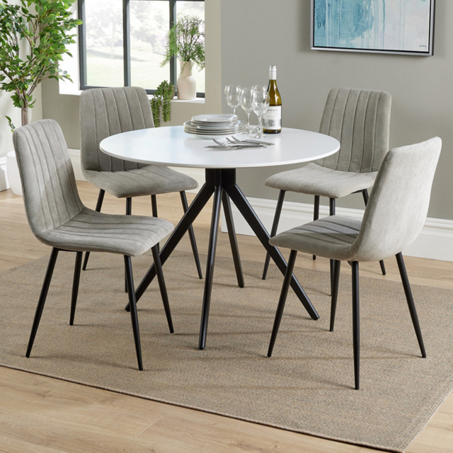 Core Products Aspen White and Grey 4 Seater Round Dining Set - image 1