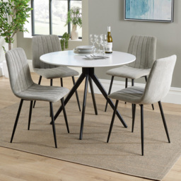 Core Products Aspen White and Grey 4 Seater Round Dining Set