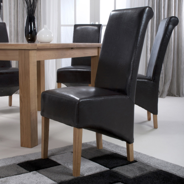 Krista Set of 2 Brown Bonded Leather Roll Back Dining Chair