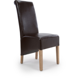 Krista Set of 2 Brown Bonded Leather Roll Back Dining Chair - thumbnail 2