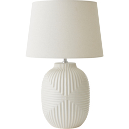 ValueLights Harrison Taper Shade White Geo Ribbed Gloss Large Table Lamp - thumbnail 1
