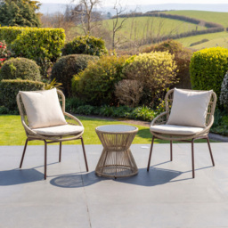 Artemis Home Sagone Brown and Cream 2 Seater PE Rattan Bistro Set
