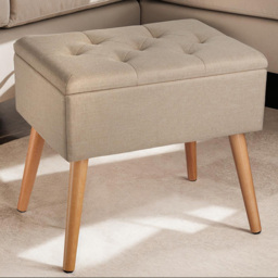 tectake Ranya Sand Linen Look Bench with Storage