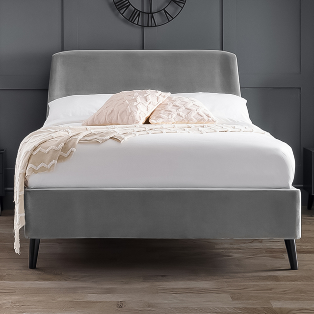 Julian Bowen Frida King Size Grey Curved Velvet Bed Frame - image 1