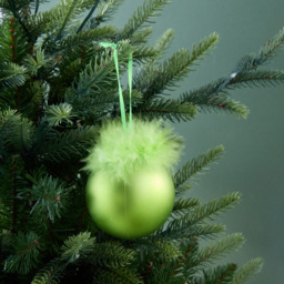 Candy Cane Lane Green Fluffy Grumble Christmas Bauble 6 Pack - thumbnail 2