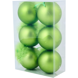 Candy Cane Lane Green Fluffy Grumble Christmas Bauble 6 Pack