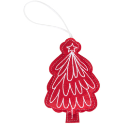 Santa's Chalet Red and White Felt Tree Hanging Christmas Decoration 4 Pack - thumbnail 3