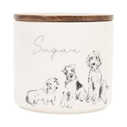 Set of 3 Waggy Tails Canisters with Acacia Lids White - thumbnail 4