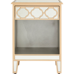 Premier Housewares Grazia Gold Finish Single Drawer Single Shelf Mirrored Top Side Table - thumbnail 2