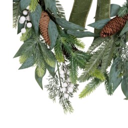 Green Heart Shape Christmas Wreath 56cm - thumbnail 3