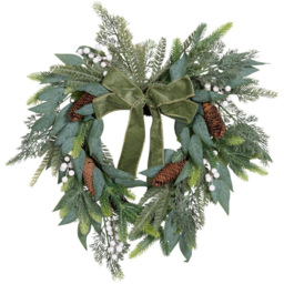 Green Heart Shape Christmas Wreath 56cm - thumbnail 1