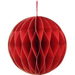 The Seasonal Gift Co Deep Red Paper Bauble with Gold Edge 3 Pack - thumbnail 2