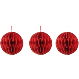 The Seasonal Gift Co Deep Red Paper Bauble with Gold Edge 3 Pack