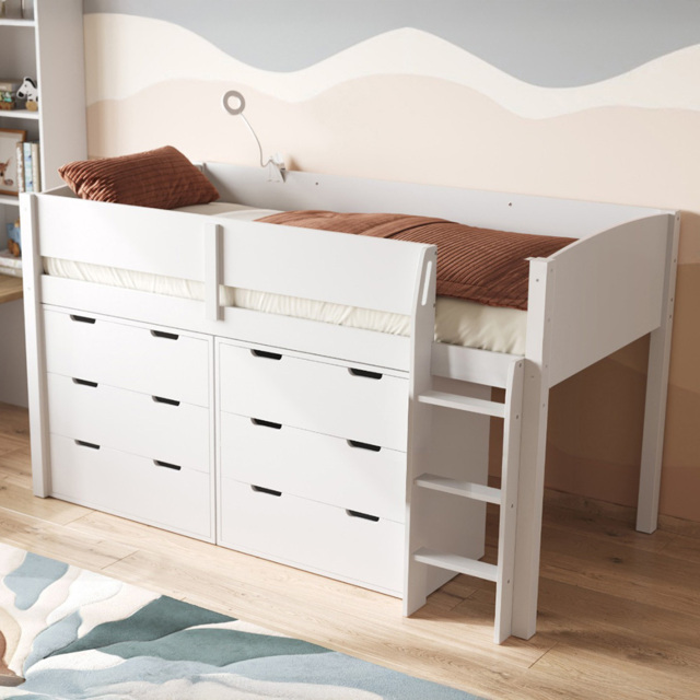 Flair Loop 6 Drawer White Mid Sleeper Bed - image 1