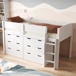 Flair Loop 6 Drawer White Mid Sleeper Bed - thumbnail 1