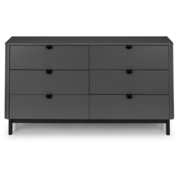 Julian Bowen Chloe 6 Drawer Storm Grey Lacquer Wide Chest of Drawers - thumbnail 2