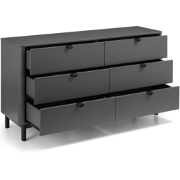 Julian Bowen Chloe 6 Drawer Storm Grey Lacquer Wide Chest of Drawers - thumbnail 4