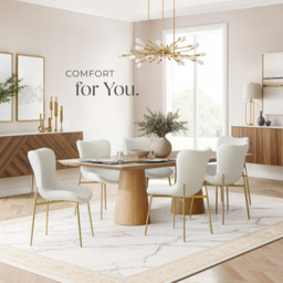 tectake Tessa White and Gold Boucle Padded Dining Chair - thumbnail 3