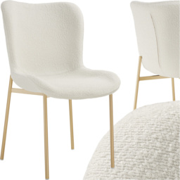 tectake Tessa White and Gold Boucle Padded Dining Chair - thumbnail 2