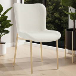 tectake Tessa White and Gold Boucle Padded Dining Chair - thumbnail 1