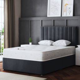 DS Living Amelia Double Steel Upholstered Panel Divan Bed with 2 Drawer