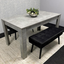 Portland Black 4 Seater Grey Wooden Dining Set with Benches