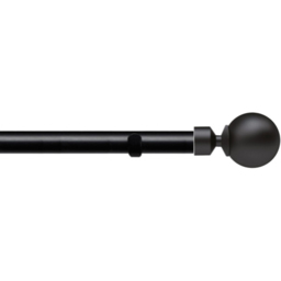 New Edge Blinds Black Fixed Length Metal Eyelet Curtain Pole Set with Met Ball Finial 50cm