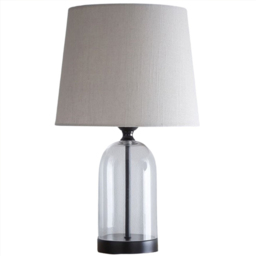 Kliving Chelsea Natural Linen Shade Black Table Lamp