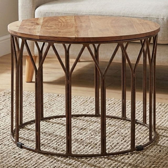 Premier Housewares Boho Acacia Wood Round Coffee Table - image 1