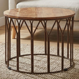 Premier Housewares Boho Acacia Wood Round Coffee Table - thumbnail 1