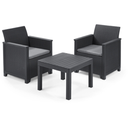 Keter Emma Graphite 2 Seater Rattan Wicker Garden Longue Set - thumbnail 2