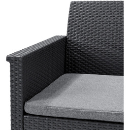 Keter Emma Graphite 2 Seater Rattan Wicker Garden Longue Set - thumbnail 3