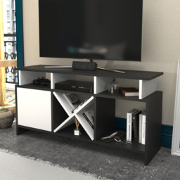 Decorotika Aurburn Single Door 8 Shelf Anthracite and White TV Unit