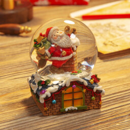 The Christmas Gift Co Brown Santa and Chimney Waterball - thumbnail 2