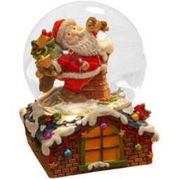 The Christmas Gift Co Brown Santa and Chimney Waterball