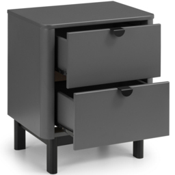 Julian Bowen Chloe 2 Drawer Storm Grey Bedside Table - thumbnail 4