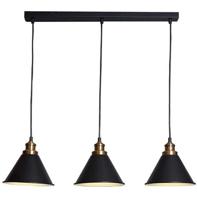 Camden Black and Gold 3 Light Fitting Ceiling Light - image 1